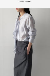 Ruffle Tencel See-through Blouse