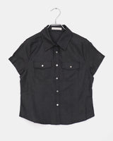 Siu Slim Fit Uniform Denim Pocket Short-Sleeved Shirt