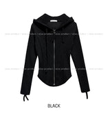Kind zipper ribbed slim hoodie zip-up