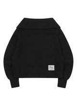オビアカラーネックニットジップアップ (3COLOR)
