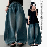 Rings side incision ピンタックキングオーバーデニムワイドパンツ