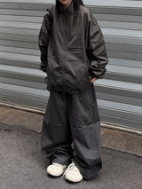 back code cotton wide pants