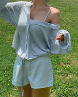 Fillet linen hooded cardigan