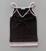 Royu Polka Dot Shirred Bust Sleeveless Top (5 Colors)