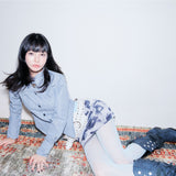 Overlay Panel Stripe Shirt [Vintage blue]