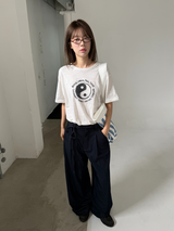 belted denim wide slacks