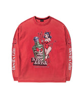 RG キス＆リスク ウォッシュド長袖Tシャツ（Red）