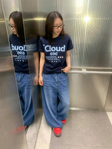 バル ドット レタリング セミクロップ ショートスリーブ Tシャツ