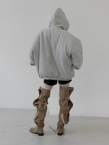 (unisex) オーバーフィットパディットフードジップアップ