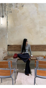 Pocket Layered Round Long Sleeve T-Shirt
