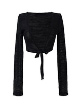 slub crop strap knit cardigan (4color)