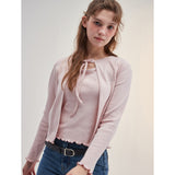 RIBBON PUNCHING CARDIGAN_PINK