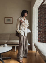 Mary three tuck wide slacks