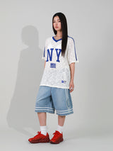 NY FLAG V-NECK KNIT IVORY