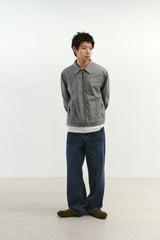 ルーズストレートバイカーデニムパンツ (Washed Navy)