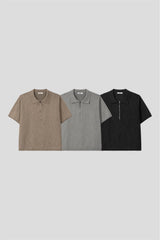 Tier Punched Collar Short-Sleeve Knit – M, L (3 Colors)