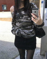 Camo off shoulder T
