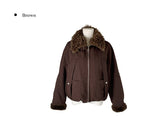 Hino Fluffy Fur Collar Pocket Jumper
