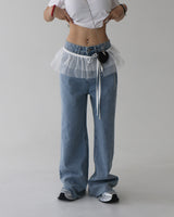 frill see-through cancan wrap strap belt