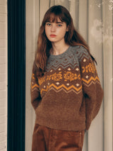 NORDIC KNIT PULLOVER BROWN