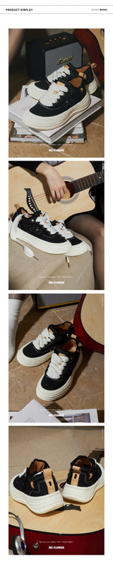 WE FLOWER Fashionable New Tassel Thick-Soled Wave Shoes - Black Mary Jane