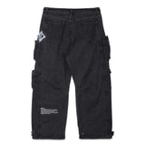 BBD Sprayed Logo Multi-Pocket Denim Cargo Pants (Black)