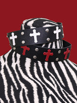 cross stud leather choker (2color)