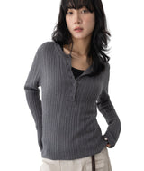 Nata Henley Neck Ribbed Knit Top