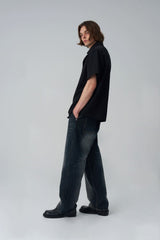 Short-sleeved nylon shirt - Black