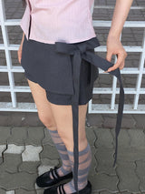 Micon Ribbon Strap Mini Skirt Pants