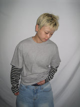 Stripe Layered Long Sleeve T-Shirt (3c)