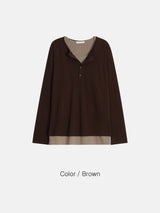 Moro Dual Layered Henley Neck Long Sleeve 4C