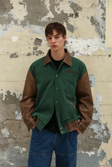 MIX LEATHER COLORING WORK JACKET