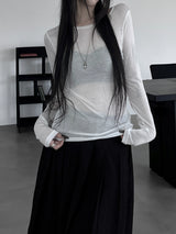 layered see-through long sleeve T (4color)