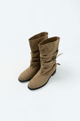 Suede buckle boots_beige