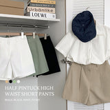 Amune half pintuck high waist short pants
