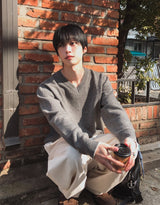 [wool80%] Cop Wool Layered V-Neck Knit