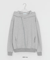 Kyuki Unbalanced Striped Hood Zip-Up
