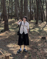 (belt presentation) Cotton Bermuda Pants