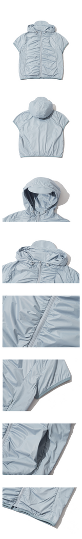 SHIRRED WINDBREAKER - SKY BLUE