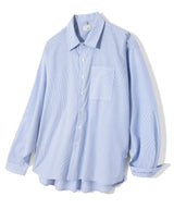 Side slit Stripe Cotton Shirt S139  Sky