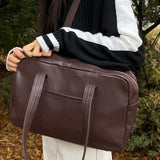 Oat pocket leather shoulder bag [Brown color only]