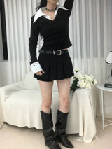 ブラックドットシャツレイヤードTシャツ