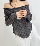 ARGYLE OFF-SHOULDER🤍❤ - 2 COLORS