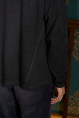 DYED ARGYLE LONG SLEEVE T SHIRT / CHARCOAL