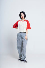 サイクルプリントラグラン ½Tシャツ (red/ivory)