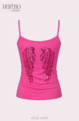 Hot pink wing sleeveless top