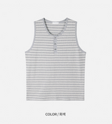 [S/S] Stripe henry neck sleeveless(3color)