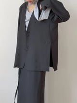 Dawson Slit Collarless Over Fit Jacket