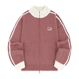 Sporty-Track-Semi-Crop-Knit-Zip-Up - 7COLOR